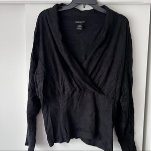 Black crossover deep V-neck sweater from Lane Bryant 22/24
